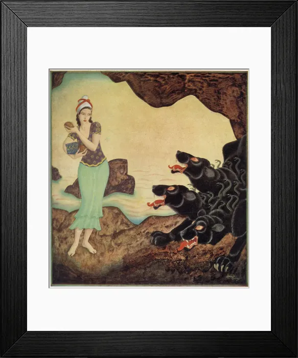 Framed Print : Psyche and Cerberus - Edmund Dulac