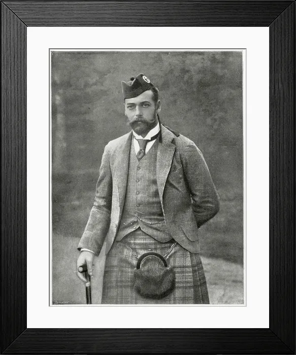 Framed Print : Duke of Cornwall and York (1865 - 1936), later King George V. Photograph taken when the Duke had just recovered from typhoid fever, that confined him to bed for six weeks. Date: 1892 Framed Print : Duke of Cornwall and York (1865 - 1936), later King George V. Photograph taken when the Duke had just recovered from typhoid fever, that confined him to bed for six weeks. Date: 1892