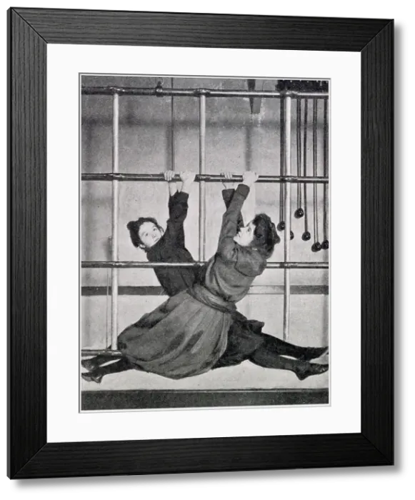 Framed Print : Women on the Swedish ladder. Date: 1901 Framed Print : Women on the Swedish ladder. Date: 1901