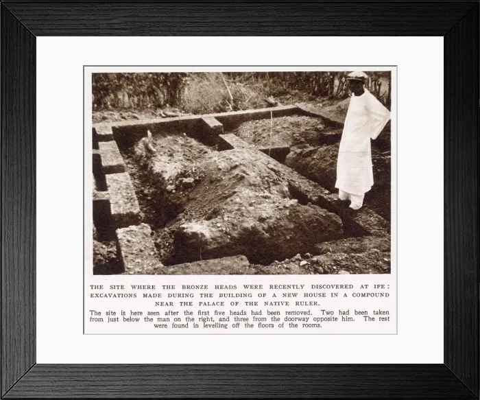 Framed Print : The archaeological excavations which located a number of stunning bronze heads at Ife, an ancient Yoruba city in south-western Nigeria. The site is seen here after the first five heads had been removed Framed Print : The archaeological excavations which located a number of stunning bronze heads at Ife, an ancient Yoruba city in south-western Nigeria. The site is seen here after the first five heads had been removed