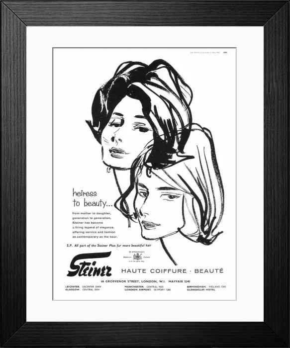 Framed Print : Advertisement for Steiner Hairstylists Framed Print : Advertisement for Steiner Hairstylists