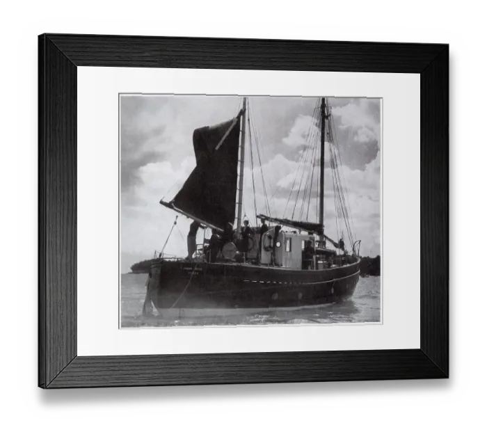 Framed Print : Princess Elizabeth & the Duke of Edinburgh watching the racing at Cowes on board the Fanny Rosa the yacht belonging to Frederick Browning Framed Print : Princess Elizabeth & the Duke of Edinburgh watching the racing at Cowes on board the Fanny Rosa the yacht belonging to Frederick Browning