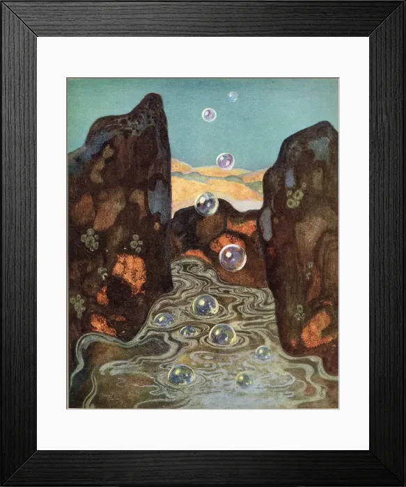 Framed Print : It was the miraculous bubbles. Illustration by Edmund Dulac to The Dreamer of Dreams by Queen Marie of Roumania. Date: 1915 Framed Print : It was the miraculous bubbles. Illustration by Edmund Dulac to The Dreamer of Dreams by Queen Marie of Roumania. Date: 1915