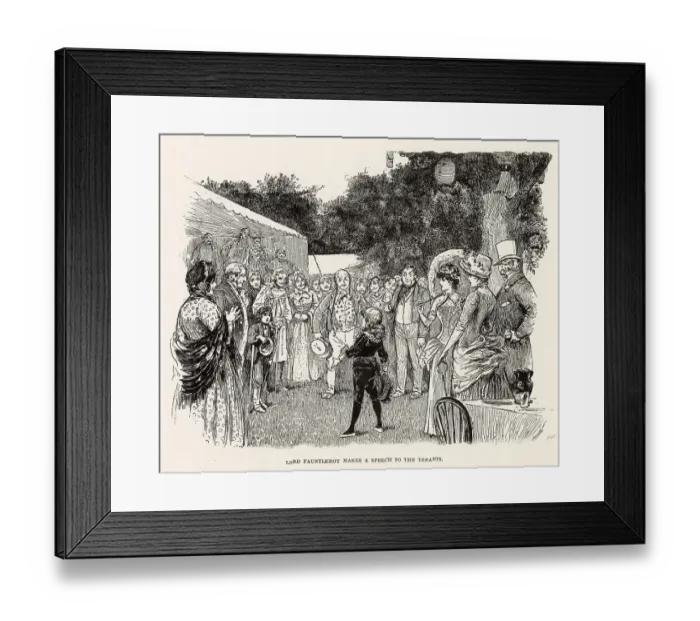 Framed Print : Illustration by Reginald Birch to Little Lord Fauntleroy by Frances Hodgson Burnett. Lord Fauntleroy makes a speech to the tenants. Date: 1886 Framed Print : Illustration by Reginald Birch to Little Lord Fauntleroy by Frances Hodgson Burnett. Lord Fauntleroy makes a speech to the tenants. Date: 1886