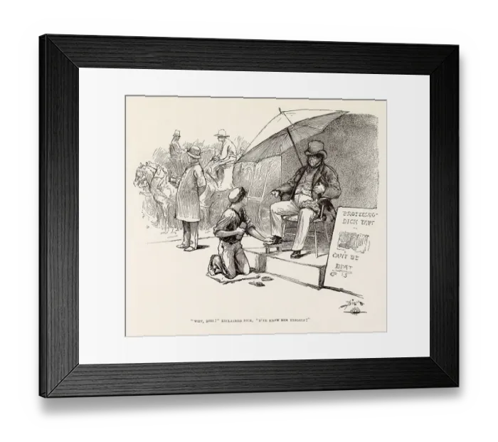 Framed Print : Illustration by Reginald Birch to Little Lord Fauntleroy by Frances Hodgson Burnett. Why, boss! exclaimed Dick, D'ye know him yerself? Date: 1886 Framed Print : Illustration by Reginald Birch to Little Lord Fauntleroy by Frances Hodgson Burnett. Why, boss! exclaimed Dick, D'ye know him yerself? Date: 1886