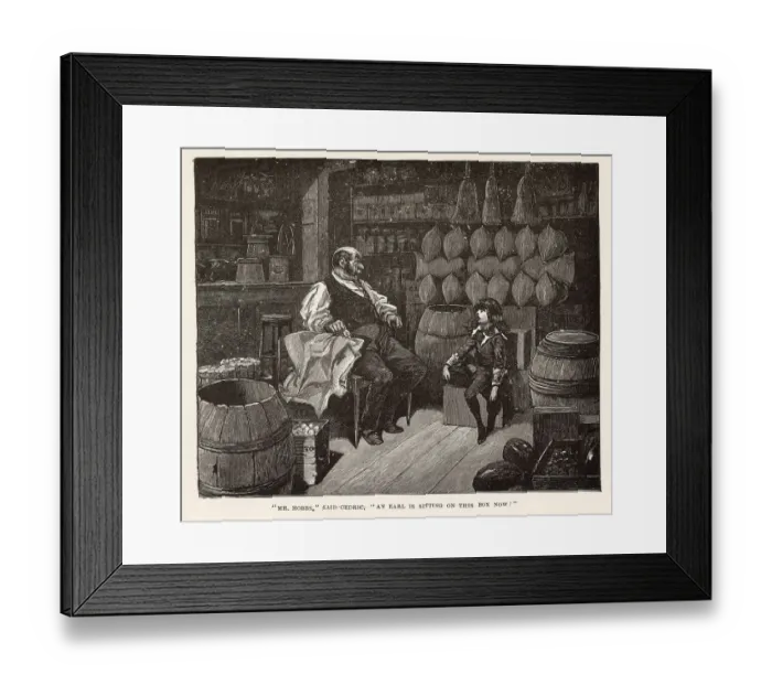 Framed Print : Illustration by Reginald Birch to Little Lord Fauntleroy by Frances Hodgson Burnett. Mr Hobbs, said Cedric, an earl is sitting on this box now! Date: 1886