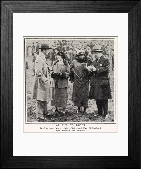 Framed Print : Major and Mrs Mulholland together with Mr and Mrs Nathan at the St. Leger horseracing event. Date: 1922 Framed Print : Major and Mrs Mulholland together with Mr and Mrs Nathan at the St. Leger horseracing event. Date: 1922