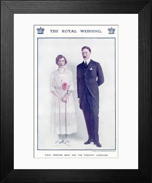 Framed Print : Mary, Princess Royal and Countess of Harewood and Henry Lascelles, 6th Earl of Harewood to celebrate their Royal wedding. Date: February 1922 Framed Print : Mary, Princess Royal and Countess of Harewood and Henry Lascelles, 6th Earl of Harewood to celebrate their Royal wedding. Date: February 1922