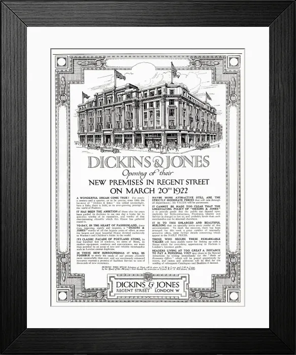 Framed Print : Advert for Dickins & Jones - New Premises 1922 Framed Print : Advert for Dickins & Jones - New Premises 1922