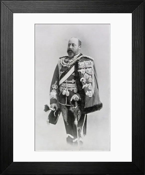 Framed Print : Albert Edward, Prince of Wales (later Edward VII), as the Prussian Hussars. Date: circa 1897 Framed Print : Albert Edward, Prince of Wales (later Edward VII), as the Prussian Hussars. Date: circa 1897