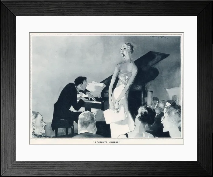 Framed Print : A lady sings to an audience for a charitable cause. Date: 1933 Framed Print : A lady sings to an audience for a charitable cause. Date: 1933