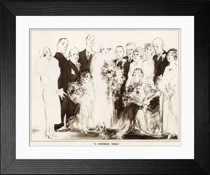Framed Print : The wedding day, braid and groom with their families. Date: 1933 Framed Print : The wedding day, braid and groom with their families. Date: 1933