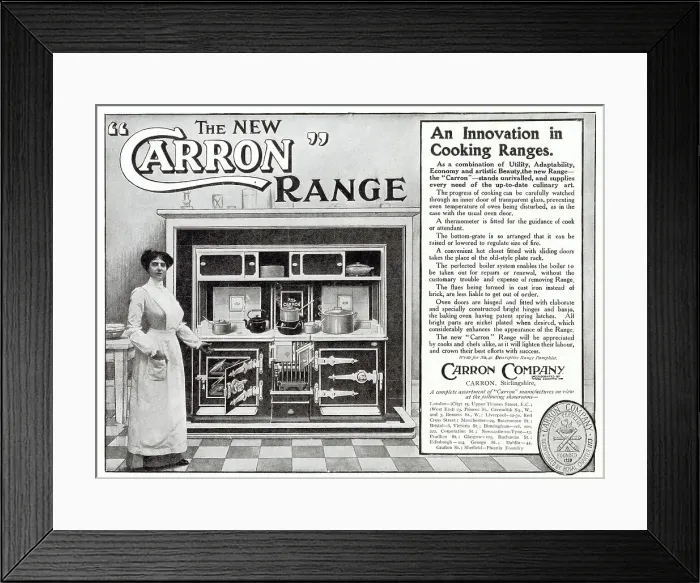 Framed Print : Advert for Carron Company - Cooking Range 1910 Framed Print : Advert for Carron Company - Cooking Range 1910