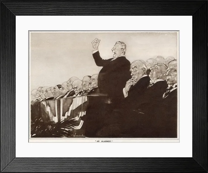 Framed Print : A politician gives an alarmist speech and we see the reception of it by the audience. Date: 1933 Framed Print : A politician gives an alarmist speech and we see the reception of it by the audience. Date: 1933