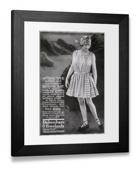Framed Print : Advert for Debenham & Freebody - women's swimwear 1924 Framed Print : Advert for Debenham & Freebody - women's swimwear 1924
