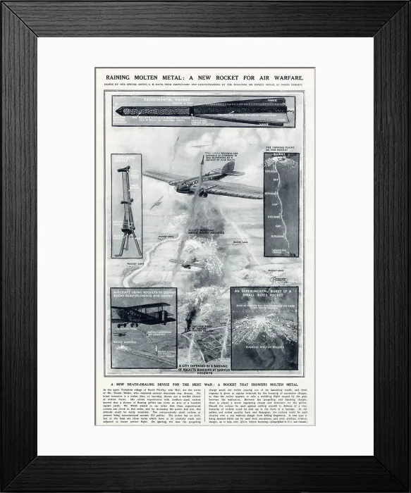Framed Print : Raining Molten Metal - Air Warfare 1924