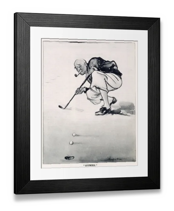 Framed Print : The English Daumier Looks On Life: English Types By Blampied. Series 3: Business And Leisure A mature golfer considers his next move. Date: 1933