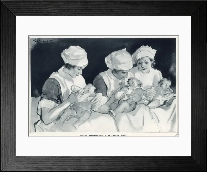 Framed Print : Little Responsibilities in an Adoption Home- Edmund Blampied Framed Print : Little Responsibilities in an Adoption Home- Edmund Blampied