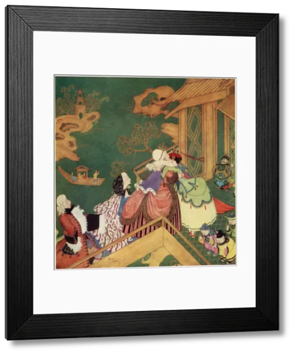 Framed Print : The Green Serpent, a French fairy tale. Laideronnette kissed and embraced the good Fairy Protectress. Illustration by Edmund Dulac. Date: 1916 Framed Print : The Green Serpent, a French fairy tale. Laideronnette kissed and embraced the good Fairy Protectress. Illustration by Edmund Dulac. Date: 1916