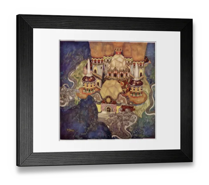 Framed Print : The Story of Bashtchelik (or, Real Steel), a Serbian fairy tale. The Palace of the Dragon King. Illustration by Edmund Dulac. Date: 1916 Framed Print : The Story of Bashtchelik (or, Real Steel), a Serbian fairy tale. The Palace of the Dragon King. Illustration by Edmund Dulac. Date: 1916