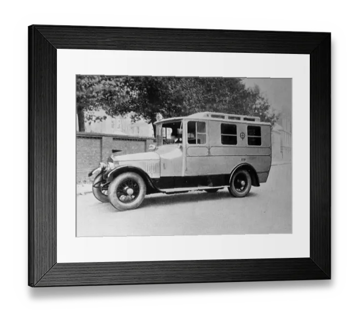 Framed Print : One of the new ambulances operated by London's Metropolitan Asylums Board from around1924. Date: circa 1924 Framed Print : One of the new ambulances operated by London's Metropolitan Asylums Board from around1924. Date: circa 1924