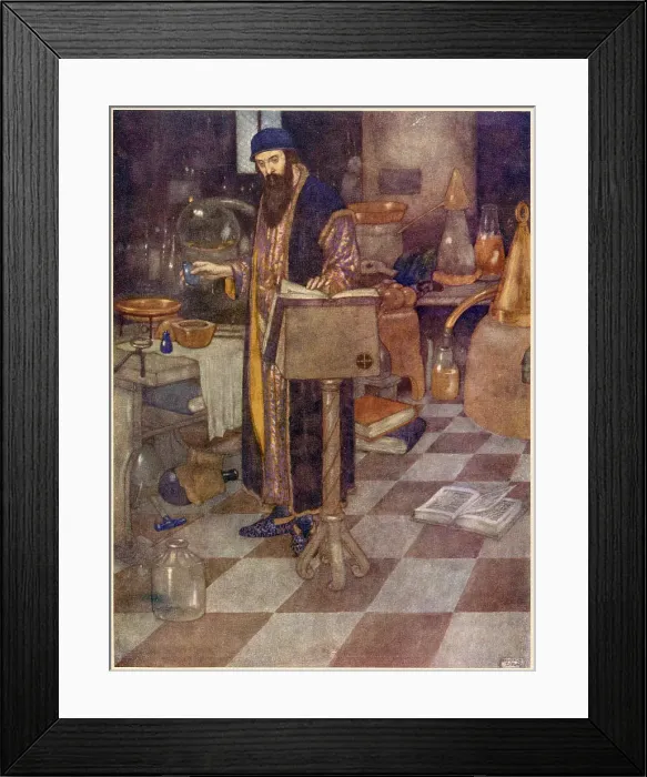 Framed Print : The Tempest by William Shakespeare. Act I, scene II. Prospero: And to my state grew stranger, being transported and rapt in secret studies. Illustration by Edmund Dulac. Date: 1908 Framed Print : The Tempest by William Shakespeare. Act I, scene II. Prospero: And to my state grew stranger, being transported and rapt in secret studies. Illustration by Edmund Dulac. Date: 1908