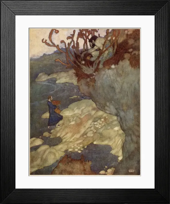 Framed Print : The Tempest by William Shakespeare. Act I, scene II. Prospero: Here in this island we arrived. Illustration by Edmund Dulac. Date: 1908 Framed Print : The Tempest by William Shakespeare. Act I, scene II. Prospero: Here in this island we arrived. Illustration by Edmund Dulac. Date: 1908
