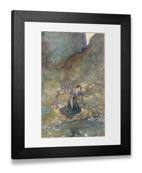 Framed Print : The Tempest by William Shakespeare. Act III, scene I. Miranda: No woman's face remember save mine own. Illustration by Edmund Dulac. Date: 1908 Framed Print : The Tempest by William Shakespeare. Act III, scene I. Miranda: No woman's face remember save mine own. Illustration by Edmund Dulac. Date: 1908
