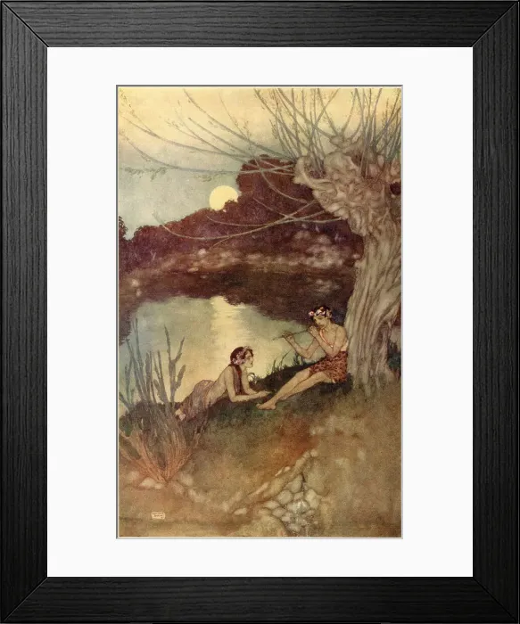 Framed Print : The Tempest by William Shakespeare. Act III, scene II. Caliban: Sounds and sweet airs that give delight and hurt not. Illustration by Edmund Dulac. Date: 1908 Framed Print : The Tempest by William Shakespeare. Act III, scene II. Caliban: Sounds and sweet airs that give delight and hurt not. Illustration by Edmund Dulac. Date: 1908