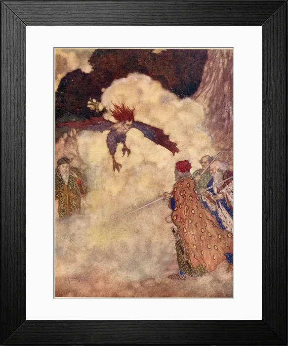 Framed Print : The Tempest by William Shakespeare. Act III, scene III. Ariel: You are three men of sin. Illustration by Edmund Dulac. Date: 1908 Framed Print : The Tempest by William Shakespeare. Act III, scene III. Ariel: You are three men of sin. Illustration by Edmund Dulac. Date: 1908
