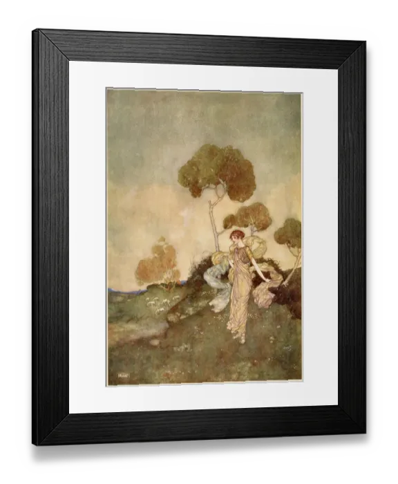Framed Print : The Tempest by William Shakespeare. Act IV, scene I. Iris: Thy turfy mountains, where live nibbling sheep. Illustration by Edmund Dulac. Date: 1908 Framed Print : The Tempest by William Shakespeare. Act IV, scene I. Iris: Thy turfy mountains, where live nibbling sheep. Illustration by Edmund Dulac. Date: 1908