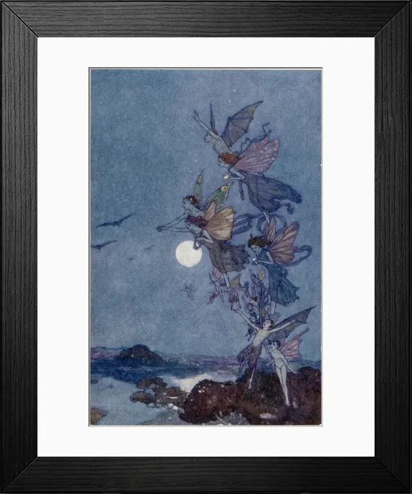 Framed Print : The Tempest by William Shakespeare. Act V, scene I. Prospero: Ye elves of hills, brooks, standing lakes and groves. Illustration by Edmund Dulac. Date: 1908 Framed Print : The Tempest by William Shakespeare. Act V, scene I. Prospero: Ye elves of hills, brooks, standing lakes and groves. Illustration by Edmund Dulac. Date: 1908