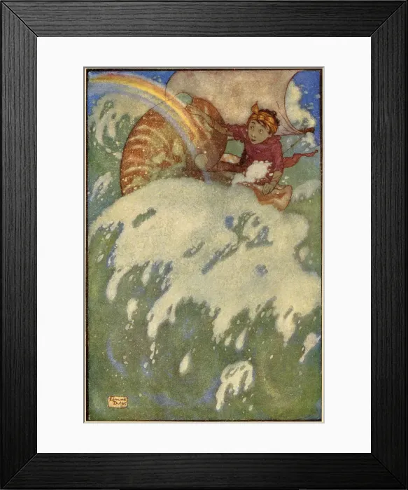 Framed Print : He held out the little shell in the beam of coloured light. Scene from The Sea-fairy and the Land-fairy, and How They Quarrelled. Date: 1913 Framed Print : He held out the little shell in the beam of coloured light. Scene from The Sea-fairy and the Land-fairy, and How They Quarrelled. Date: 1913