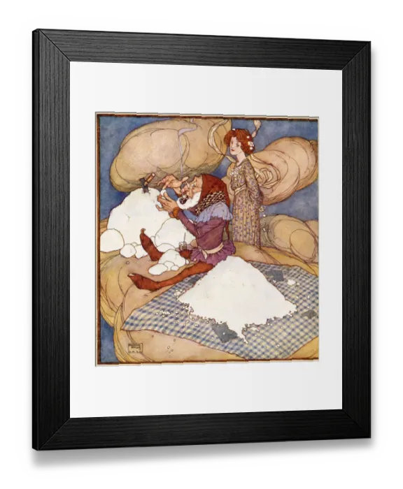Framed Print : Drops-of-Crystal was too busy to speak. Scene from The Fairies Who Changed Places illustrated by Edmund Dulac. Date: 1913 Framed Print : Drops-of-Crystal was too busy to speak. Scene from The Fairies Who Changed Places illustrated by Edmund Dulac. Date: 1913