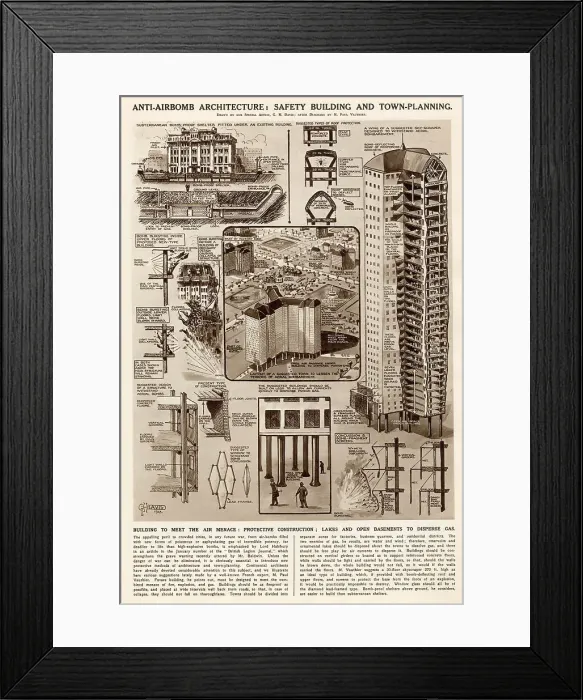 Framed Print : Anti-airbomb architecture: Safety building and town planning Framed Print : Anti-airbomb architecture: Safety building and town planning