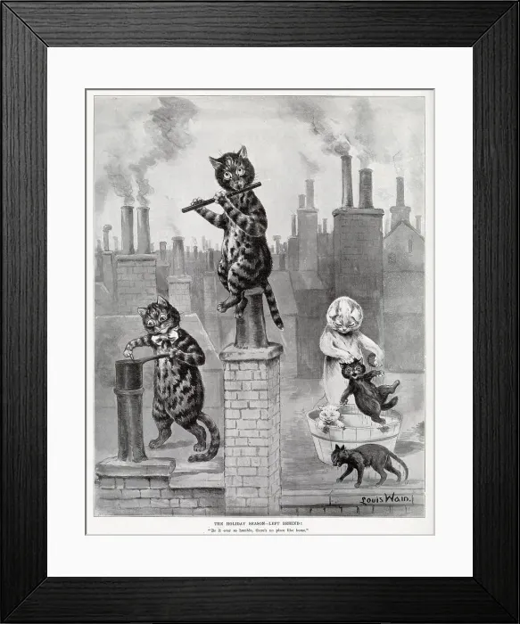 Framed Print : The Holiday Season - Left Behind by Louis Wain Framed Print : The Holiday Season - Left Behind by Louis Wain
