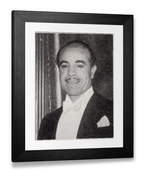 Framed Print : Autori, the famous operatic bass, who was also a talented caricaturist and had his illustrations published in the Tatler. Pictured at the first night of The Dubarry at His Majesty's Theatre. Date: 1932 Framed Print : Autori, the famous operatic bass, who was also a talented caricaturist and had his illustrations published in the Tatler. Pictured at the first night of The Dubarry at His Majesty's Theatre. Date: 1932