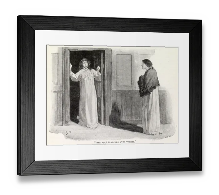 Framed Print : Sherlock Holmes - The Adventure of The Speckled Band. Her face blanched with Terror. Date: 1892 Framed Print : Sherlock Holmes - The Adventure of The Speckled Band. Her face blanched with Terror. Date: 1892