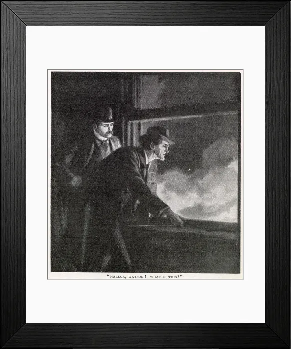 Framed Print : Sherlock Holmes - The Adventure of The Bruce-Partington Plans. Halloa, Watson! What is this? Date: 1908 Framed Print : Sherlock Holmes - The Adventure of The Bruce-Partington Plans. Halloa, Watson! What is this? Date: 1908