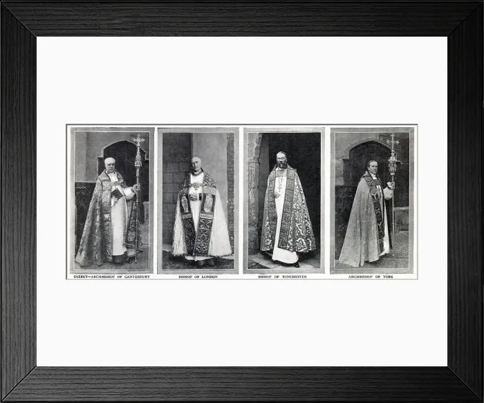 Framed Print : Archbishops & Bishops Robes at Coronation of George V 1911 Framed Print : Archbishops & Bishops Robes at Coronation of George V 1911
