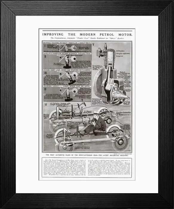 Framed Print : First automatic plans of the constantinesco gear. Date: 1924 Framed Print : First automatic plans of the constantinesco gear. Date: 1924
