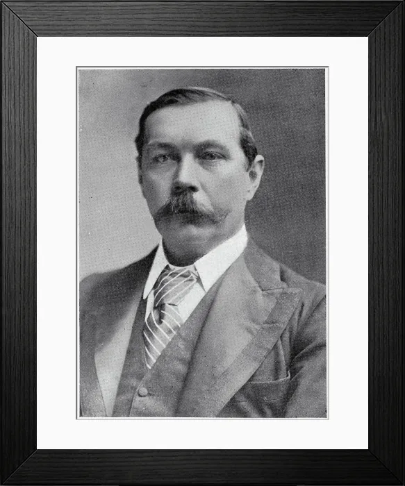 Framed Print : Arthur Conan Doyle (1859 - 1930), British writer and physician, most noted for creating the fictional detective Sherlock Holmes. Date: 1897 Framed Print : Arthur Conan Doyle (1859 - 1930), British writer and physician, most noted for creating the fictional detective Sherlock Holmes. Date: 1897