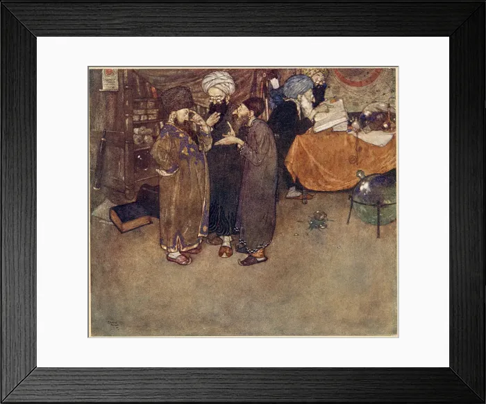 Framed Print : The Arabian Nights, illustration by Edmund Dulac. The Story of the Magic Horse. It was in vain that all the wisest physicians in the country were summoned into consultation. Date: 1907 Framed Print : The Arabian Nights, illustration by Edmund Dulac. The Story of the Magic Horse. It was in vain that all the wisest physicians in the country were summoned into consultation. Date: 1907