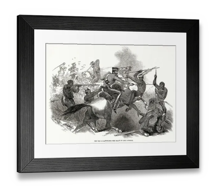 Framed Print : The War in Kaffirland- The Death of Captain Robert Bambrick (1798 - 1846) of the 7th Dragoon Guards at Burn's Hill Framed Print : The War in Kaffirland- The Death of Captain Robert Bambrick (1798 - 1846) of the 7th Dragoon Guards at Burn's Hill
