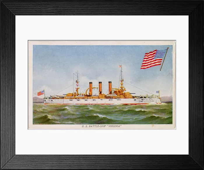 Framed Print : American battleship USS Virginia, BB13 Date: circa 1906 Framed Print : American battleship USS Virginia, BB13 Date: circa 1906