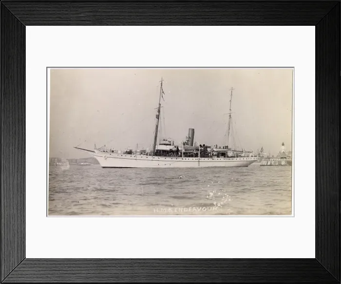 Framed Print : HMS Endeavour, British steam yacht, surveying ship, based at North Island, New Zealand Date: late 1930s Framed Print : HMS Endeavour, British steam yacht, surveying ship, based at North Island, New Zealand Date: late 1930s