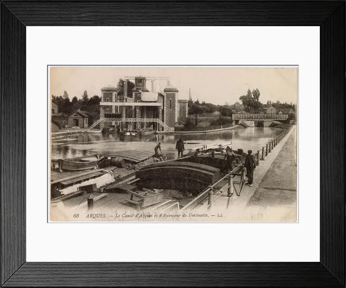 Framed Print : Canal and ornate Fontinettes lock and boat lift, Arques, Pas-de-Calais, Northern France Date: circa 1910 Framed Print : Canal and ornate Fontinettes lock and boat lift, Arques, Pas-de-Calais, Northern France Date: circa 1910