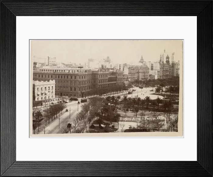 Framed Print : Aerial view of Columbus Park (Parque Colon), Buenos Aires, Argentina, South America, dated 22 June 1918, with an extremely rare fall of snow (the next snow fell in 2007). Date: 1918 Framed Print : Aerial view of Columbus Park (Parque Colon), Buenos Aires, Argentina, South America, dated 22 June 1918, with an extremely rare fall of snow (the next snow fell in 2007). Date: 1918