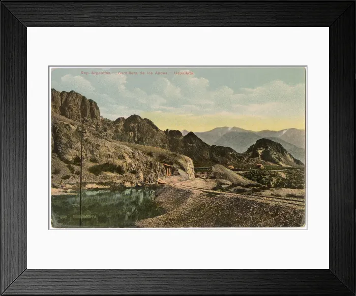 Framed Print : Uspallata, Andes, Mendoza Province, Argentina, South America, near the border with Chile, with the Transandine railway line running through. Date: circa 1912 Framed Print : Uspallata, Andes, Mendoza Province, Argentina, South America, near the border with Chile, with the Transandine railway line running through. Date: circa 1912