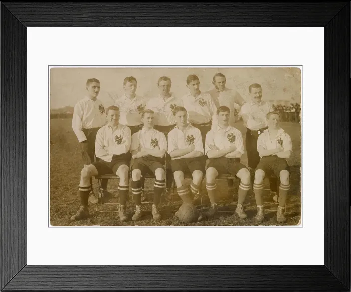 Framed Print : BFC Preussen football team, Berlin, Germany, formed in 1894. The player in the front row, second from the right, is Edwin Dutton, Anglo-German footballer and coach, and son of the photographer (Thomas Edwin Dutton) Framed Print : BFC Preussen football team, Berlin, Germany, formed in 1894. The player in the front row, second from the right, is Edwin Dutton, Anglo-German footballer and coach, and son of the photographer (Thomas Edwin Dutton)